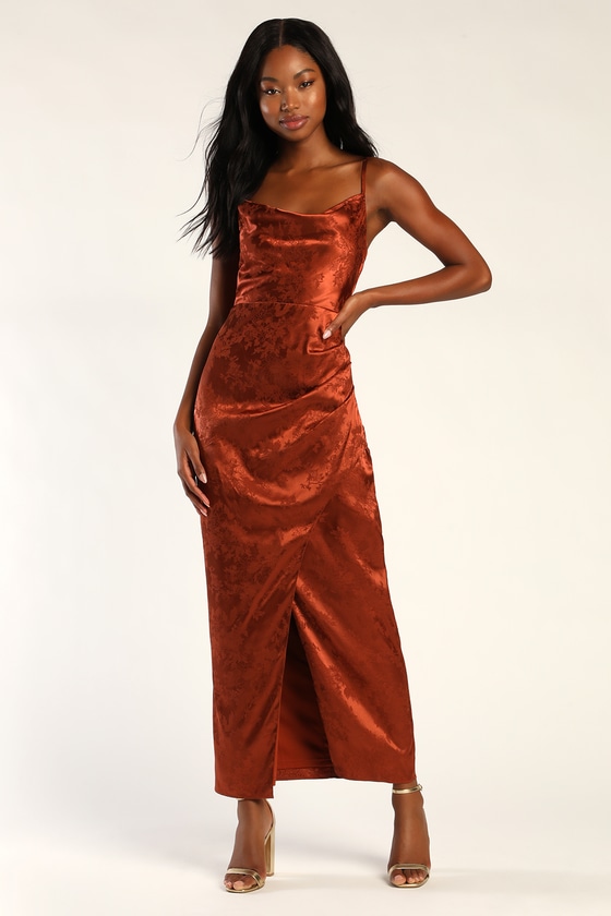 orange silk dress